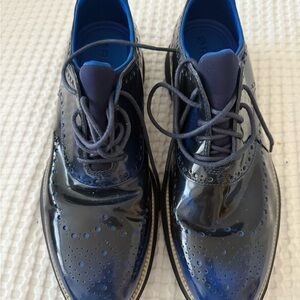 Cole Haan Navy Blue Patent Oxfords